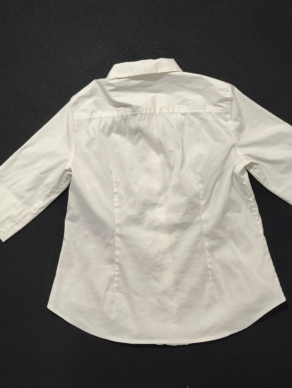 Ann Taylor Petite Women's 10p Collared Button Down 3/4 Sleeve Dress Shirt, White - Picture 5 of 7